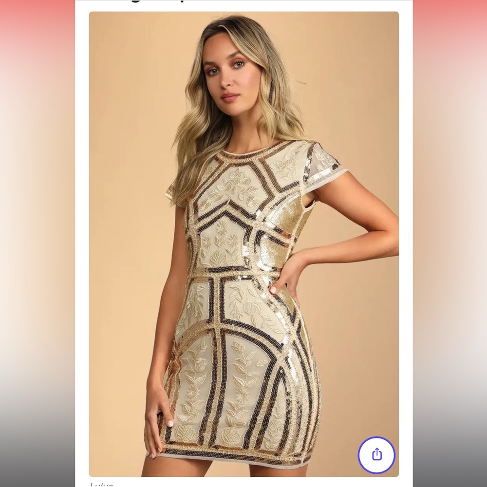 Gold Sequin Mini Dress